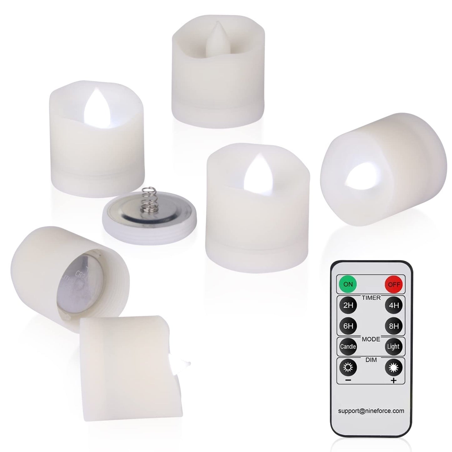 Flameless LED Tea Lights With Remote - Battery Operated Votive Candles With Timer, 200H, Unscented Outdoor Flickering White Flame - 1.3" Set of 6