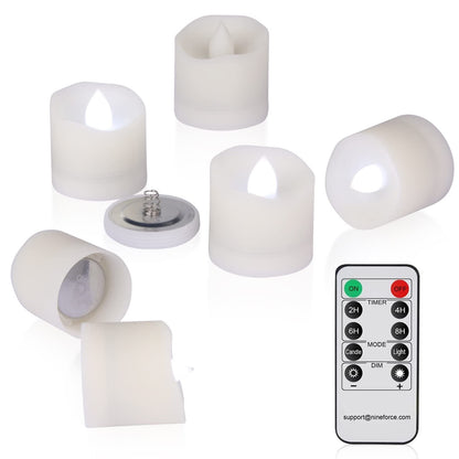 Flameless LED Tea Lights With Remote - Battery Operated Votive Candles With Timer, 200H, Unscented Outdoor Flickering White Flame - 1.3" Set of 6