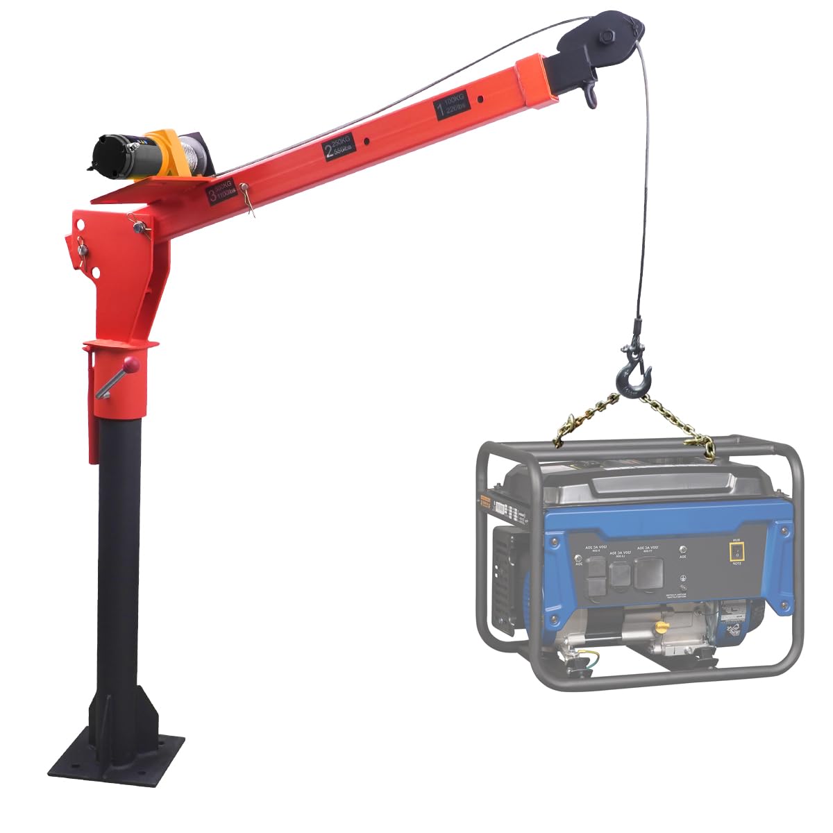 RUGCEL WINCH New 1100lb Folding Truck-Mounted Crane, with Electric Winch 3500 lb 12V, Painted Steel Pickup Truck Jib Cranes 360 Swivel Lift Electric Hoist