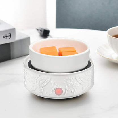 kobodon Wax Melt Warmer for Scented Wax,Ceramic Wax Warmer Fragrances Candle Oils, Home Fragrance Wax Burner,True White Electric Candle Warmer as Gifts for Mom Women(Butterfly)