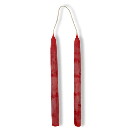Candlestock Beeswax Taper Candles – 1/2" Diameter, Pure 100% Natural USA Beeswax, Cotton Wick, Dripless, Long-Burning, Handmade in Woodstock- 1 Pair of Half Inch Tapers (Red, 6 Inch)