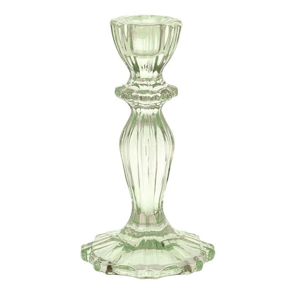 Talking Tables Green Glass Candlestick Holder Taper Candle Stand for Indoor or Outdoor Dining, Elegant Dinner Party Decorations, Birthday, Garden, Wedding, Christmas, Home Décor Large