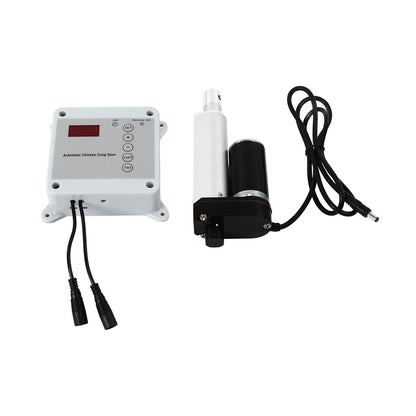 Automatic Chicken Coop Door Timer Remote Control Solar Powered Light Sensor Safe Opener Kit for Poultry Run Duck Coop(US Plug)