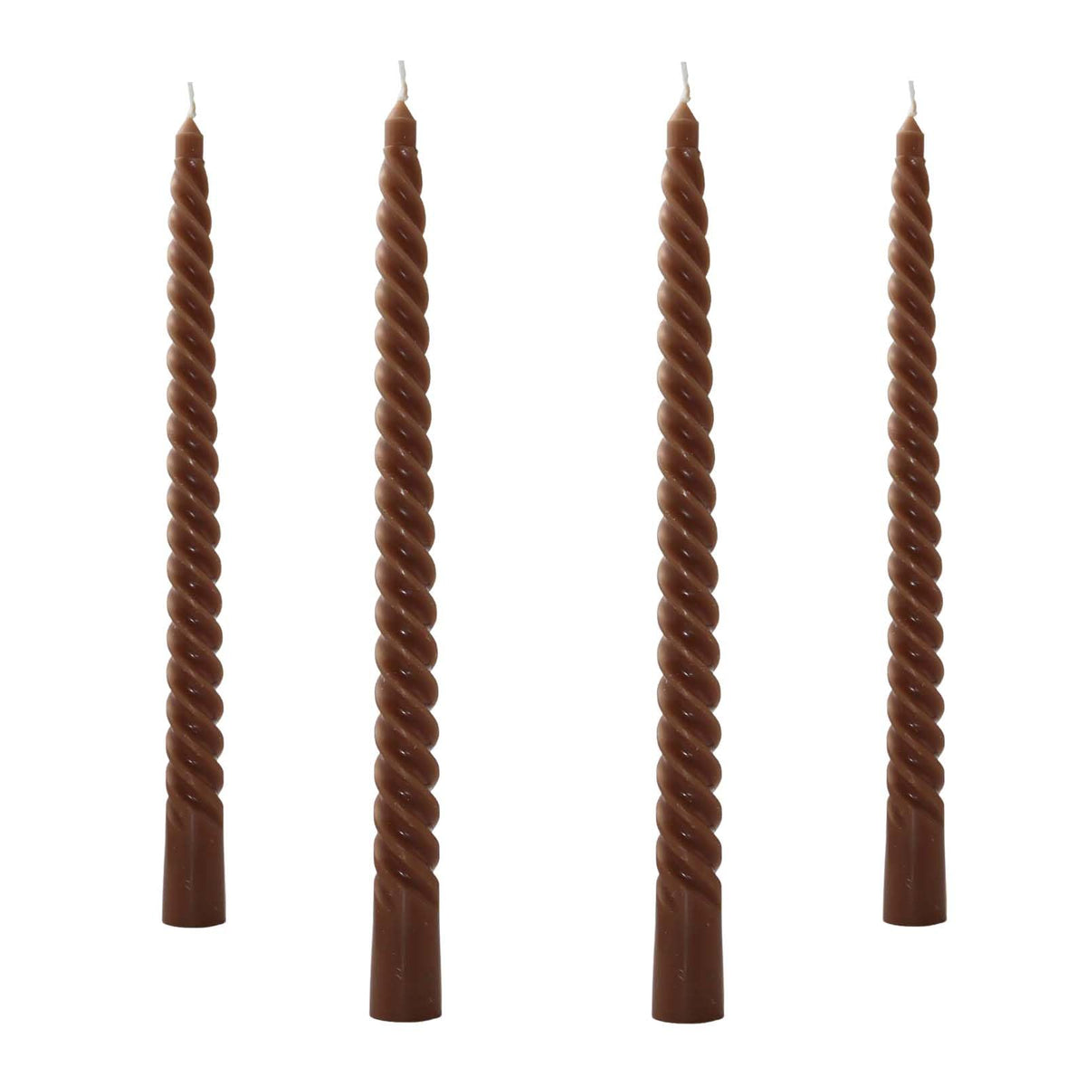 Taper Spiral Candles,10 inch-Set of 4 Tall Candlesticks, Long Candle Sticks, Home Dinner, Party, Wedding, Halloween (4, Brown, 10 inch)