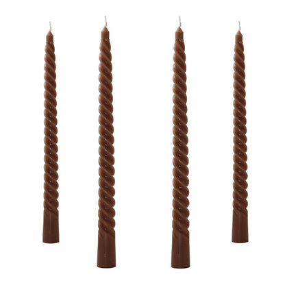 Taper Spiral Candles,10 inch-Set of 4 Tall Candlesticks, Long Candle Sticks, Home Dinner, Party, Wedding, Halloween (4, Brown, 10 inch)