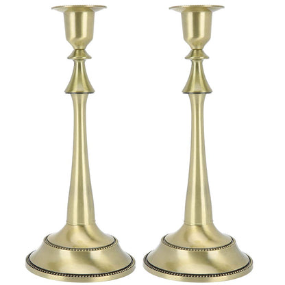 MOUMOUTEN Candelabra,2Pcs 1 Arm Bronze Candlestick Holder Length 25cm Decorative Ambience Ornament for Home,Wedding, Restaurant and Other Occasions