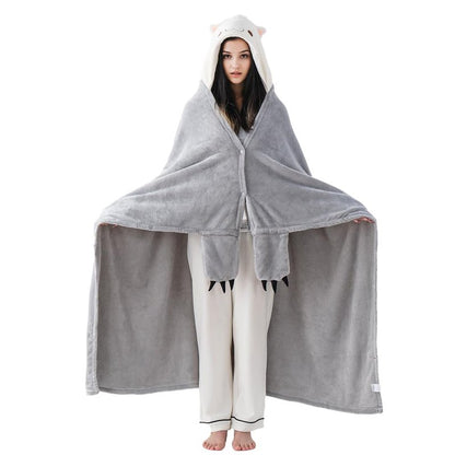 Bunnikins & Clover Wearable Hoodie Blanket for Adults, Warm and Cozy Oversized Blanket, Soft Flannel Fleece Hoodie Throw Blankets,Cat