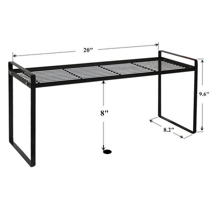 DearyHome Cabinet Shelf, 20" Kitchen Counter Shelf, Metal Wire Stackable Cupboard Spice Rack, Space Saving Countertop Orgainzer and Storage Rack Shelves for Kitchen Pantry Bathroom