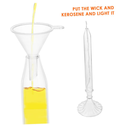 Refillable Liquid Oil Candle Lamps Vintage Kerosene Lamp Candle Holders Glass Paraffin Shabbat Candle Holder Cup and Wick for Home