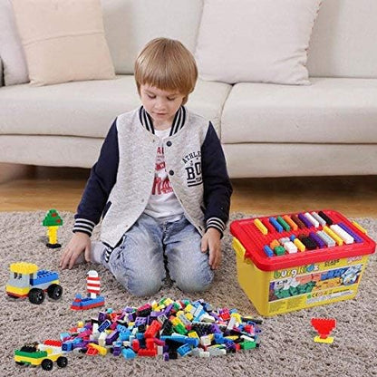burgkidz Building Bricks 568 Pieces Toys Classic Building Blocks Includes Wheels Door Window Compatible Bulk Block with Storage Box and Baseplate STEM Educational Gift for Kids 3+ Year