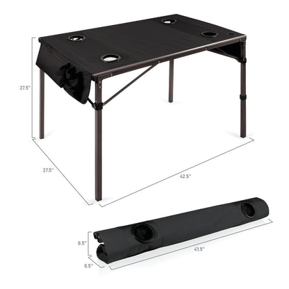 PICNIC TIME NCAA LSU Tigers Soft Top Travel Table, Black, One Size (799-00-179-294-0)