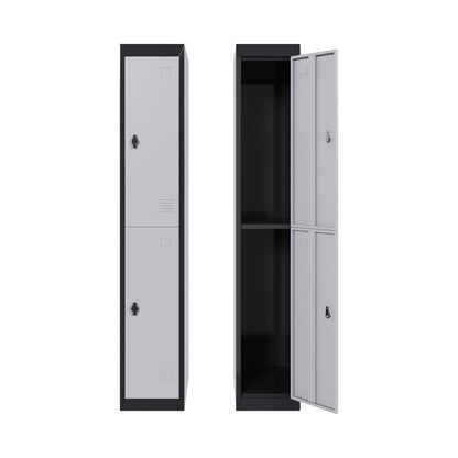 Metal Storage, Locker with 2 Doors and 2 Shelves, Storage Cabinet for Gym, School and Office, Gray.