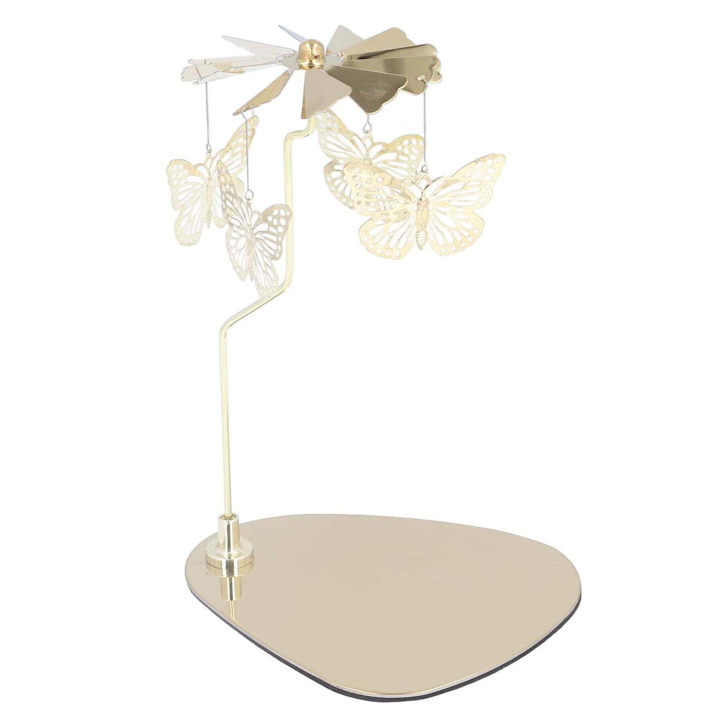 Candle Holder, Rotating Candle Holder, Round Plate Romantic European Stainless Steel Aromatherapy Candle Holder, Candlestick Holders Golden Butterfly (No Candle Cup)