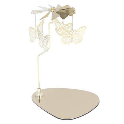Candle Holder, Rotating Candle Holder, Round Plate Romantic European Stainless Steel Aromatherapy Candle Holder, Candlestick Holders Golden Butterfly (No Candle Cup)