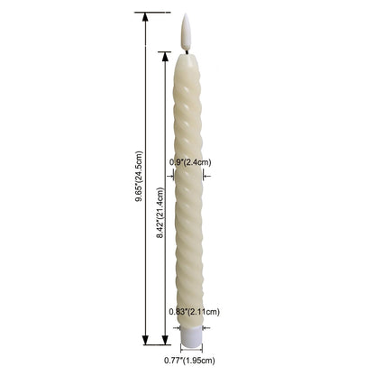 CANDLE CHOICE Real Wax Flameless Spiral Taper Candles with Remote Timer 9.6” Tall Long Flicking Twisted Battery Operated LED Window Stick Candles for Wedding Halloween Christmas Decoration 6 PCS Ivory