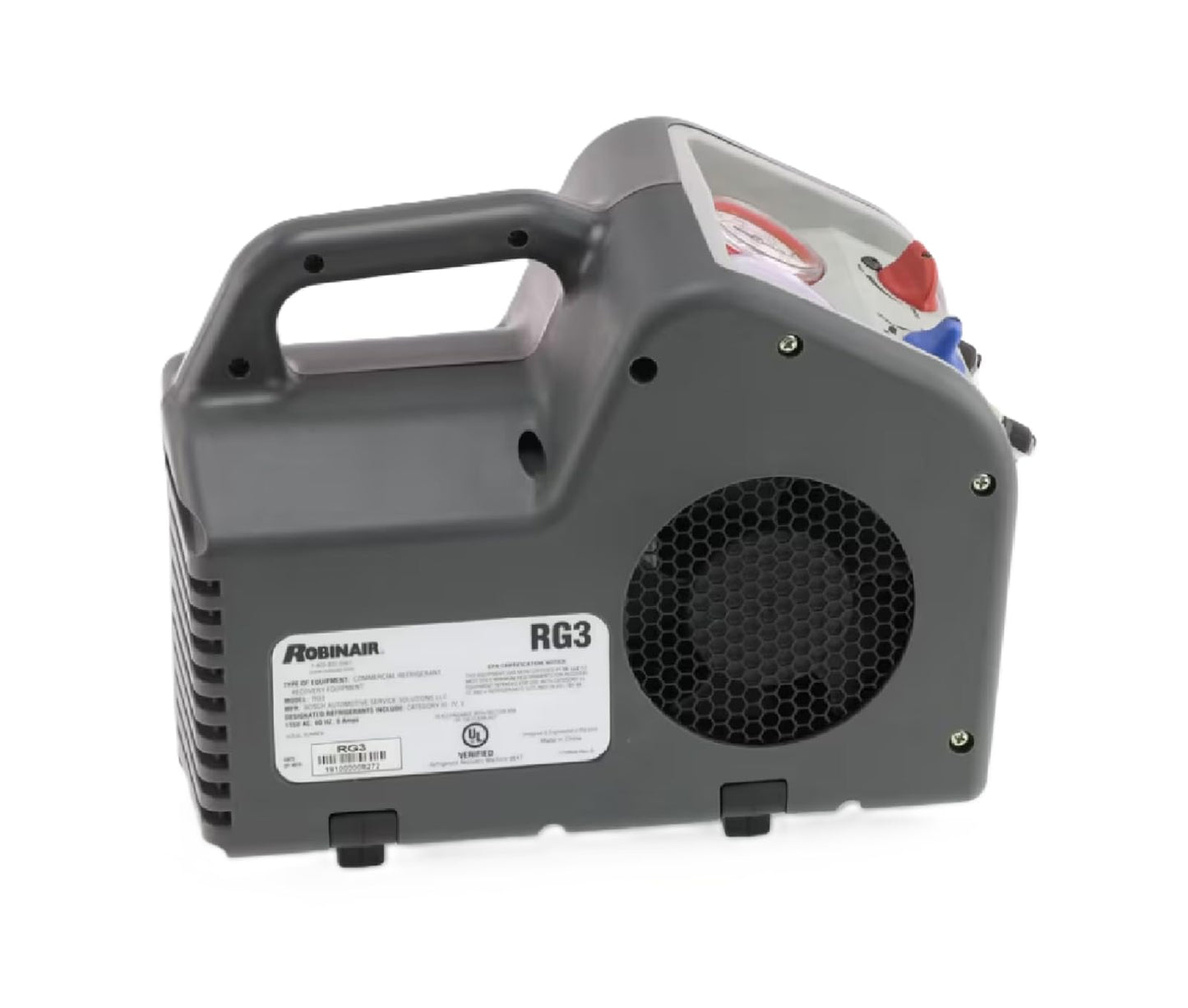 Robinair RG3 Portable Liquid and Vapor Refrigerant Recovery Machine - Compatible with Common CFC, HFC, HCFC Refrigerants Including R-410A; 115V, 60Hz