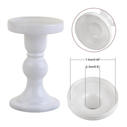BTGLLAS 6-Piece Set of White Glass Candlestick, Crystal Candlestick Holder Holder and Conical Candle, Christmas Candle Holder Decoration, Family Living Room Wedding Candle Holder (white2sets)