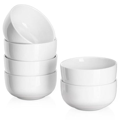 DOWAN 10 OZ Small Bowls, Ice Cream Bowls - 4.25" Ceramic Dessert Bowl Set of 6 - Porcelain Small Cereal Bowls, Side Dishes Dipping Bowl for Portion Control - Dishwasher Microwave Safe（Soft White