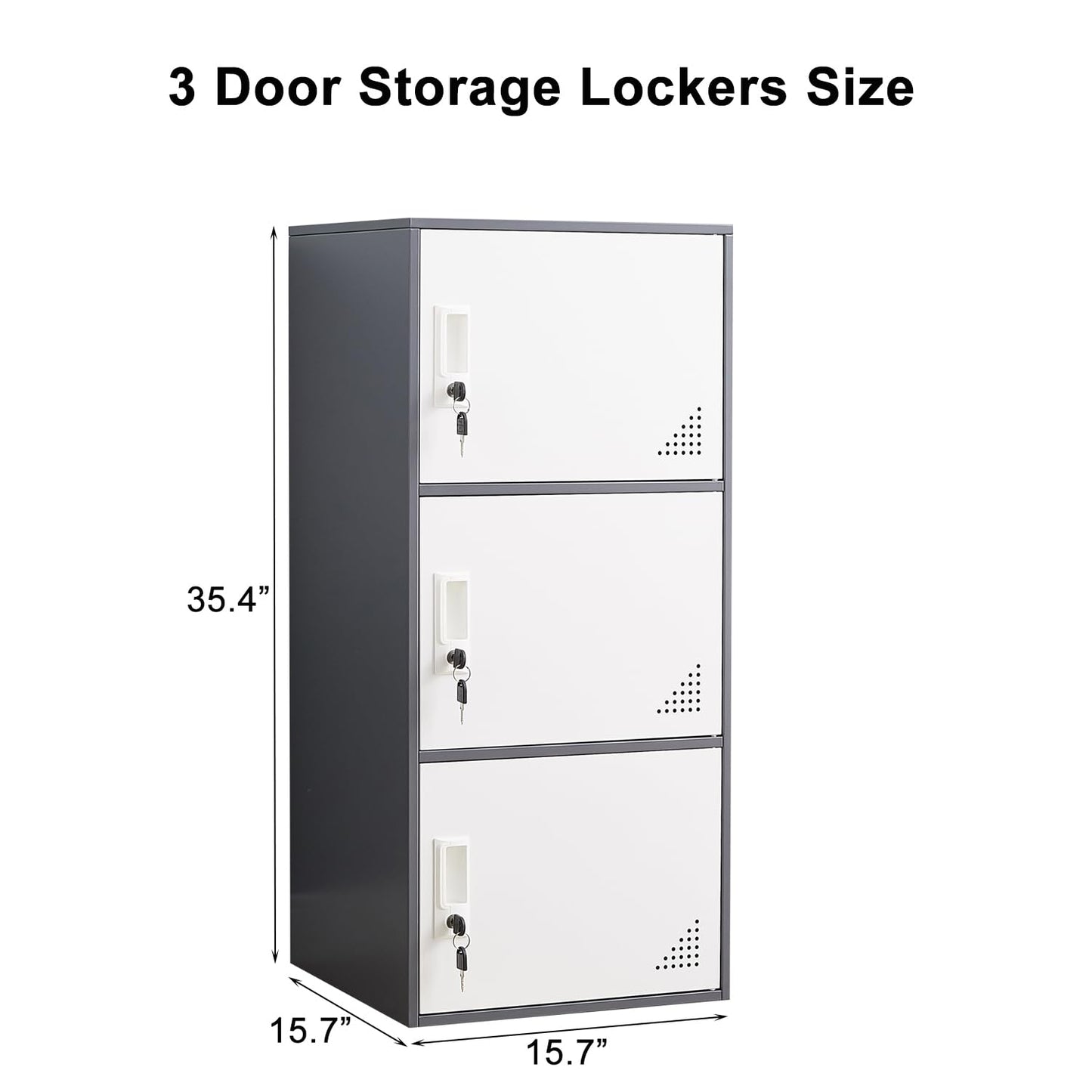 iCHENGGD 3 Door Metal Locker Steel Storage Cabinet, Office Storage Lockers for Employees, Vertical Metal Cabinets for Home,Office,School,Room Storage Organizer