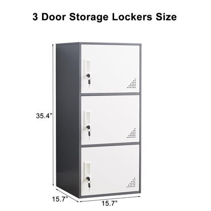 iCHENGGD 3 Door Metal Locker Steel Storage Cabinet, Office Storage Lockers for Employees, Vertical Metal Cabinets for Home,Office,School,Room Storage Organizer