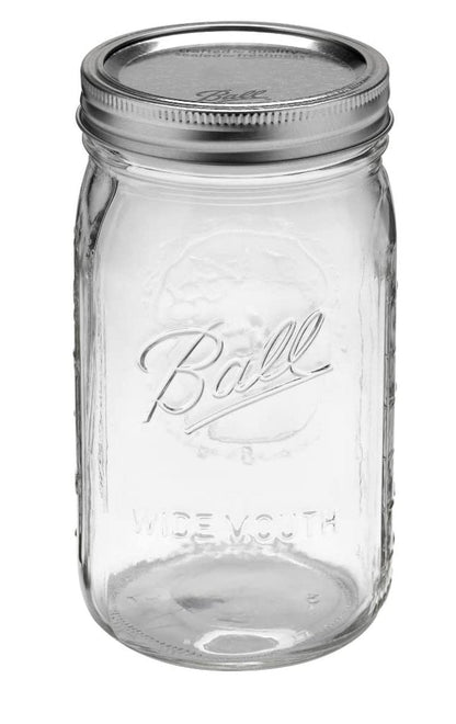 Ball Wide Mouth Clear Glass Canning Quart 32 Oz Mason Jars with Lids, 12 Pack