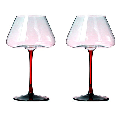 GAOGAO Huge Burgundy Wine Glasses Red Bottom Super Transparent Crystal Glass Goblet Set of 2 (720 ml)