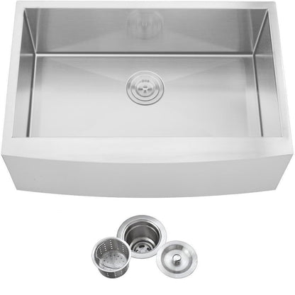 VCCUCINE Farmhouse Sink, 30x22 Inch Stainless Steel Farmhouse Kitchen Sink, Undermount Drop in Single Bowl Basin Apron Sink, Brushed Nickel Farm Sink With Strainer