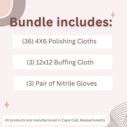 (Qty 3) of Cape Cod Polishing Metal Tin Bundle for Fine Metals | Each Tin Contains (12) 4X6 Polishing Cloths | (1) 12x12 Buffing Cloth | (1) Pair of Nitrile Gloves