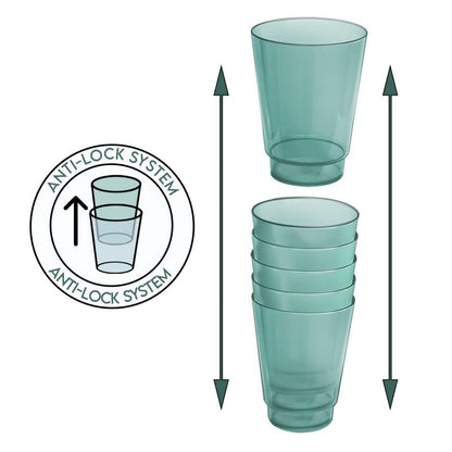 Acrimet Plastic Cup, Reusable, 10oz | 300ml, Tumbler Water, Machine Washable, Stackable Beverage Tumblers, Drinking Cup, Shatterproof, Durable (Green Color) (Set of 10)