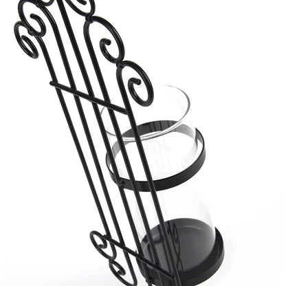 UNNS Candlestick Holder Wrought Iron Wall Candle Holder Wall Hanging Black Glass Candle Holder Suitable for Dinner Living Room Kitchen Dining Room Candle Holders (Color : A)