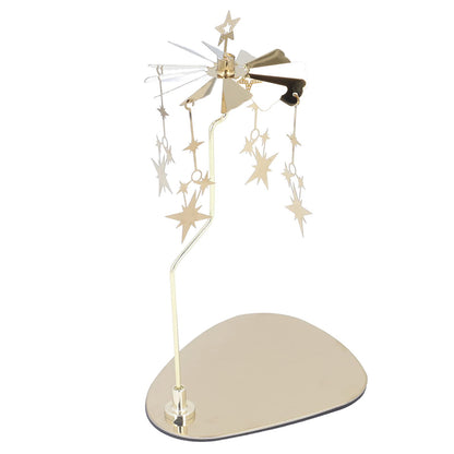 Rengue Rotating Candle Holder, Wind Design Stainless Steel Wind Design 5.1x4.1in Tray 7.1in Stand Height for Romantic Home Decor Wedding (#5)