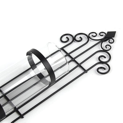 UNNS Candlestick Holder Wrought Iron Wall Candle Holder Wall Hanging Black Glass Candle Holder Suitable for Dinner Living Room Kitchen Dining Room Candle Holders (Color : A)