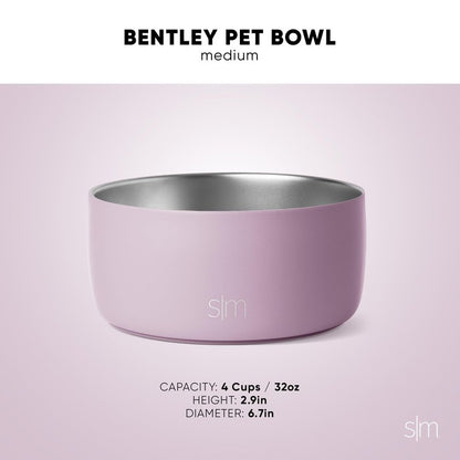 Simple Modern Stainless Steel Pet Water Bowl for Dogs & Cats | Insulated Stainless Steel Food Bowls for Dog Cat | No Tip No Slip BPA Free | Bentley Collection | Medium (4 Cups) | Sea Glass Sage