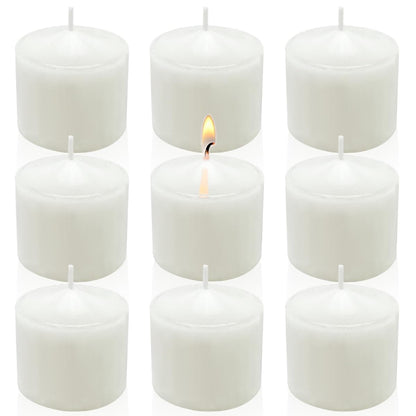 9 Packs White Votive Candles, Unscented Small 1.5 Inch Diameter Votives for Wedding, Holiday Party, Home (8 Hour), 1.5" D x 1.25" H