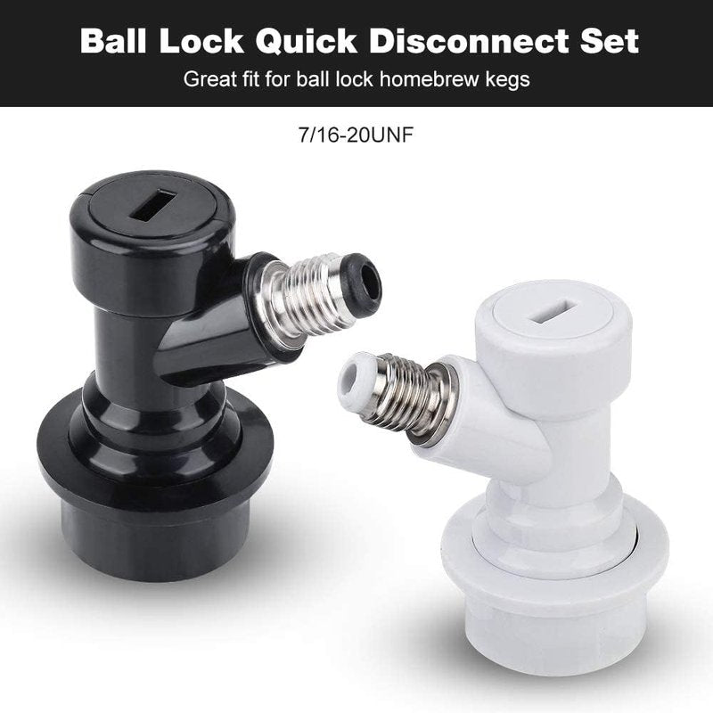 Ball Lock Keg Disconnect Quick Ball Lock MFL Disconnect Flared 5/16” Gas 1/4” Liquid Barbed Stainless Swivel Nuts for Corny Keg Post Ball Lock Keg Fittings for Homebrew with Clamps