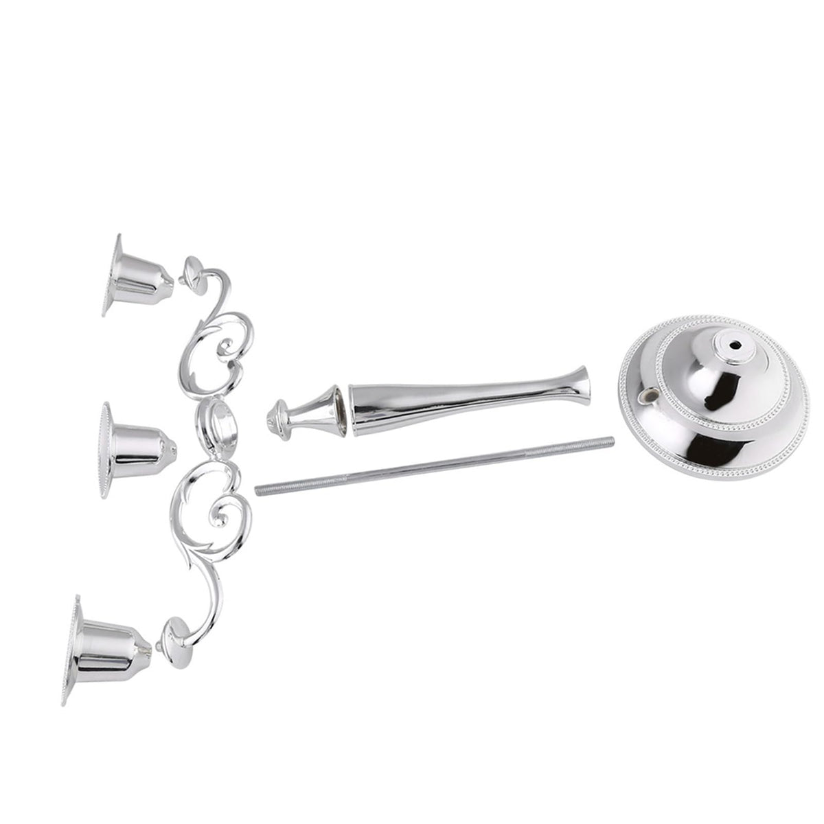 Sonew Premium 3 Arms Metal Candle Holder European Candelabra for Weddings & Home Decor (Silver)
