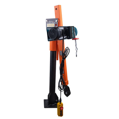 GRIPWAY new Folding Dismountable Household Jib Crane Truck - 1100lb Capacity 110V Electric Hoist, 880lb Pulling Force for Factories, Warehouses, Construction & Building，Orange