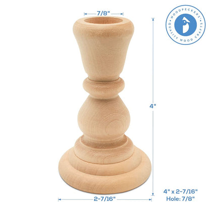Mini Wood Candle Holders, 4 Inch Wooden Candlestick Holders with 7/8 Inch Hole, Set of 12 Unfinished Wooden Candle Holders, Farmhouse Rustic Candle Holder for Crafts, Decorating and Painting
