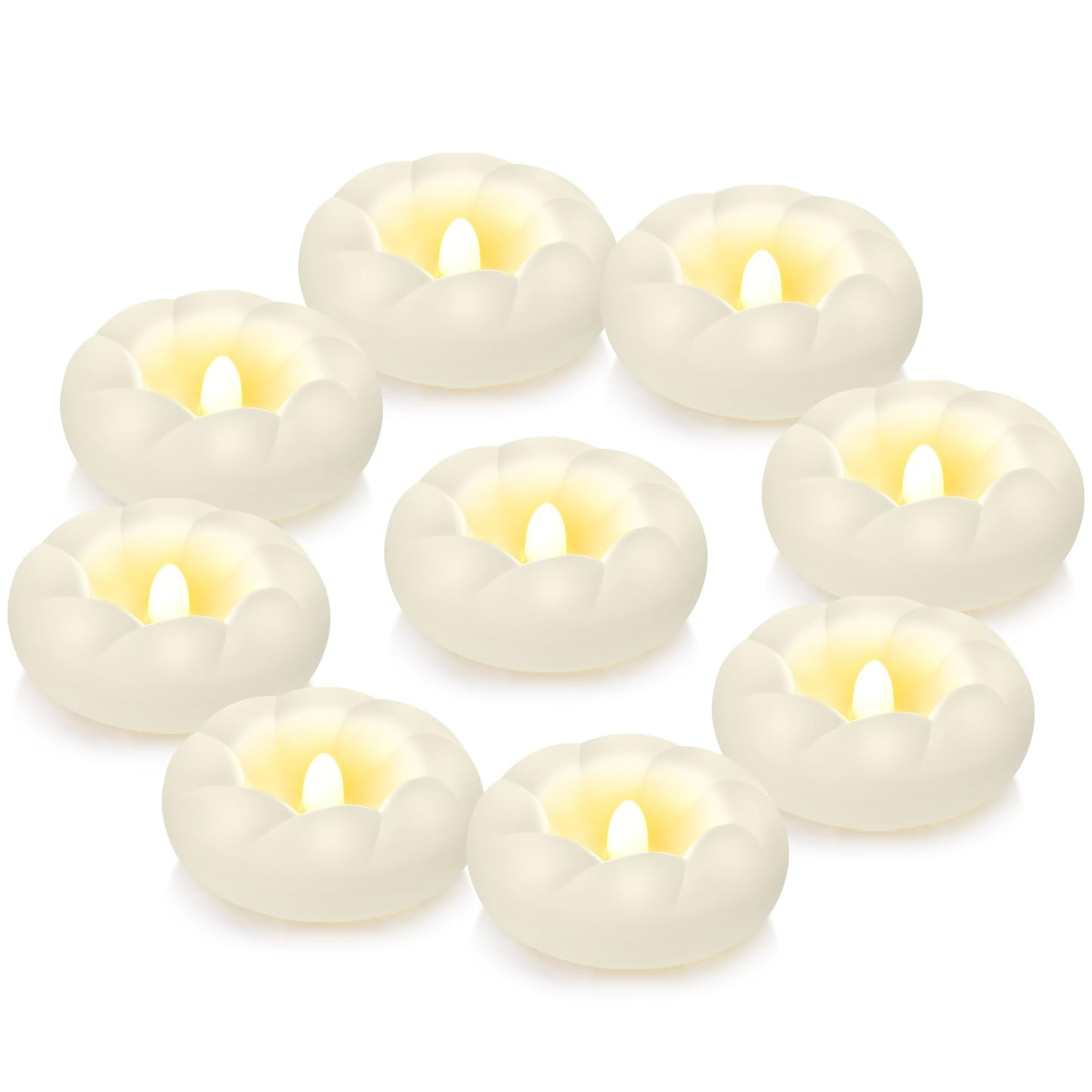PUNPUBA 3”Plastic Flameless Led Floating Candles, 12pack Tealights Battery Operated Flickering 100+ Hour Waterproof for Cylinder Vases, Centerpieces at Wedding, Party, Pool, Holiday (White)