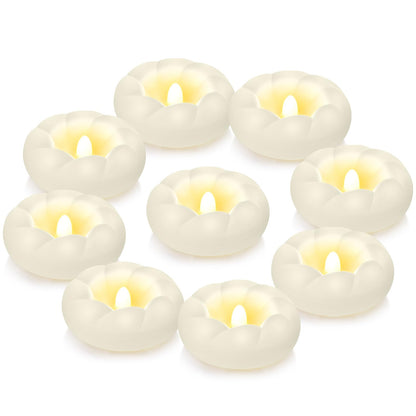 PUNPUBA 3”Plastic Flameless Led Floating Candles, 12pack Tealights Battery Operated Flickering 100+ Hour Waterproof for Cylinder Vases, Centerpieces at Wedding, Party, Pool, Holiday (White)