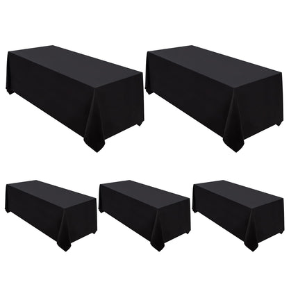 Surmente 5 Pack Black Tablecloth 90 x 156-inch Rectangular Polyester Table Cloth for Weddings, Banquets, or Restaurants