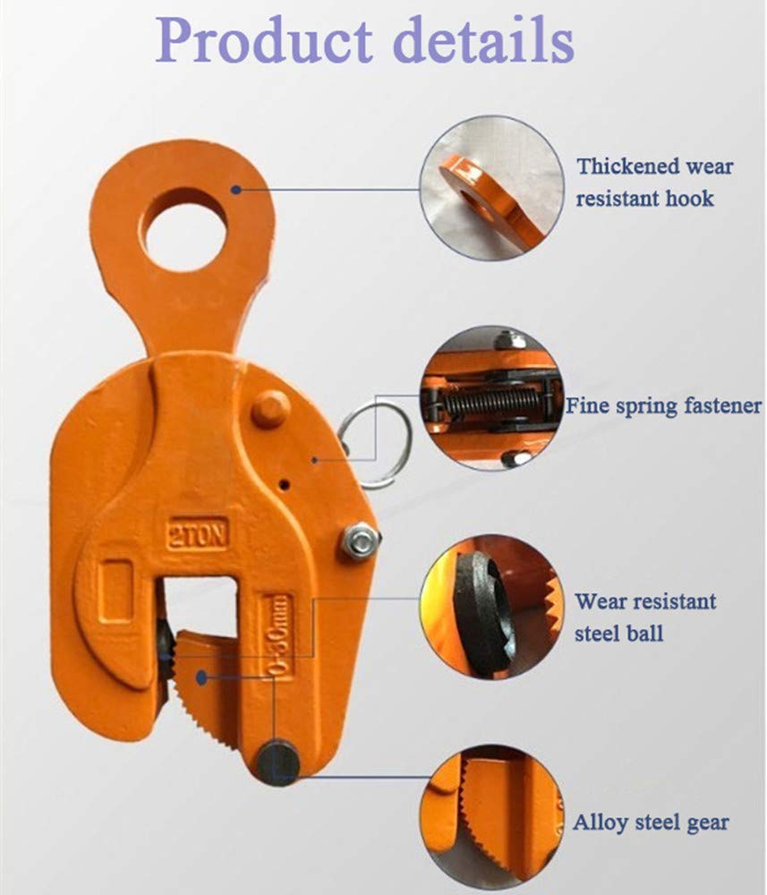 Vertical Plate Lifting Clamp 11023LB/ 5 ton Heavy Duty Alloy steel Hoisting hook for Industry Crane Home Business (CapacIty 5 ton)