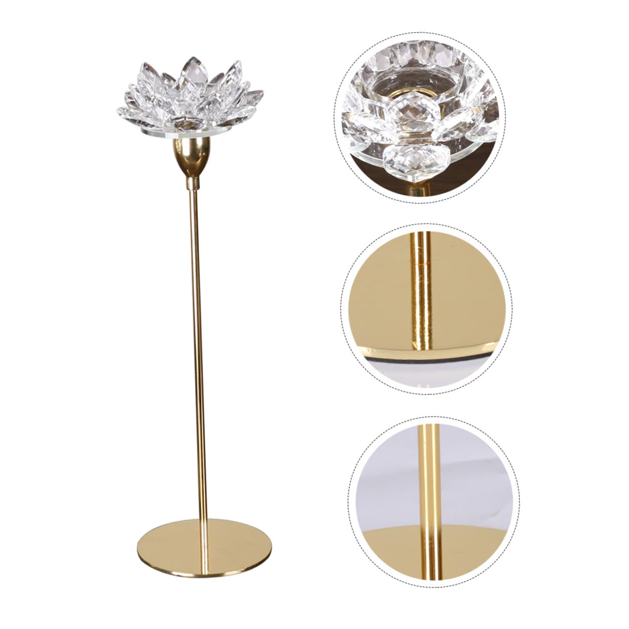 SOLUSTRE Crystal Lotus Candleholder Decorative Metal Candlestick Stand Small Gold Wedding Pillar Candle Holder Home Décor