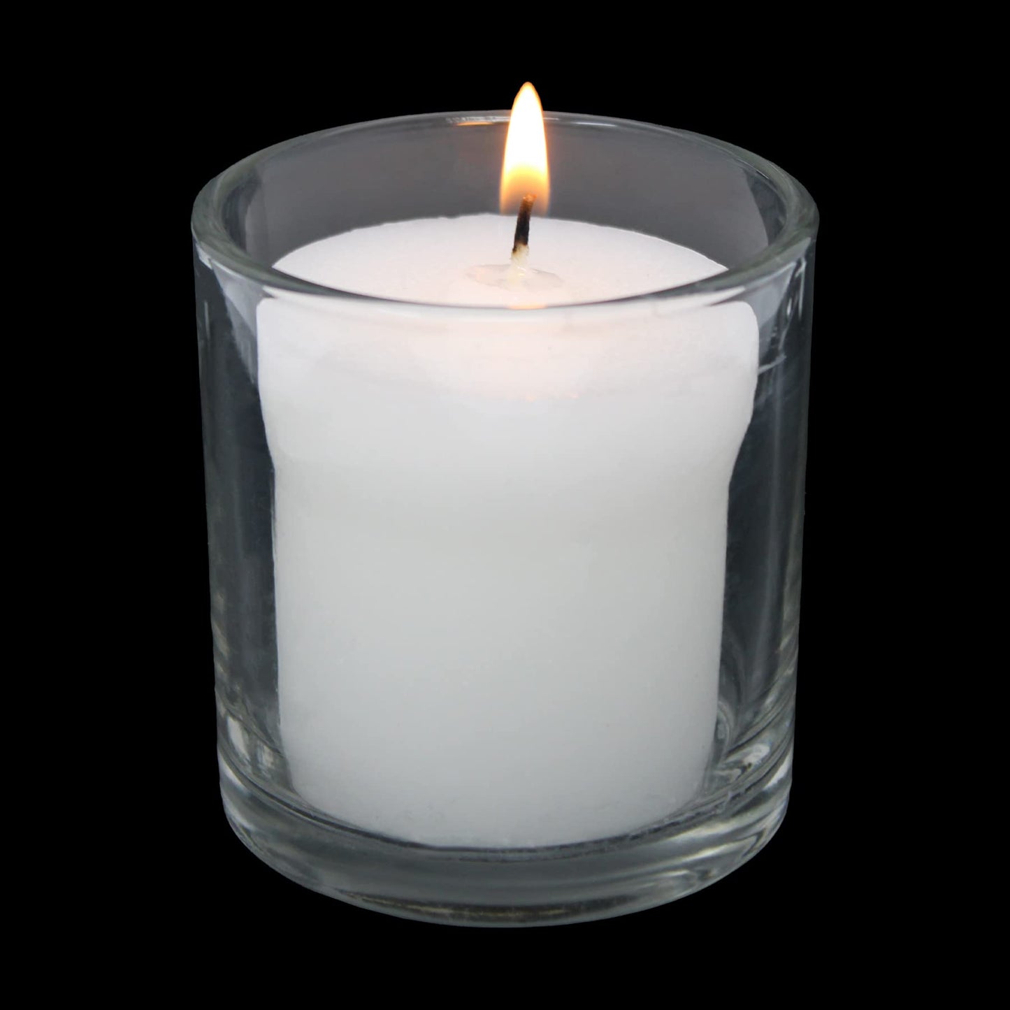 White Votive Candles in Glass Jar - 3 Pk Long Burning 24 Hour Smokeless Unscented Votives - Wedding Dinner Party Relaxing Candles