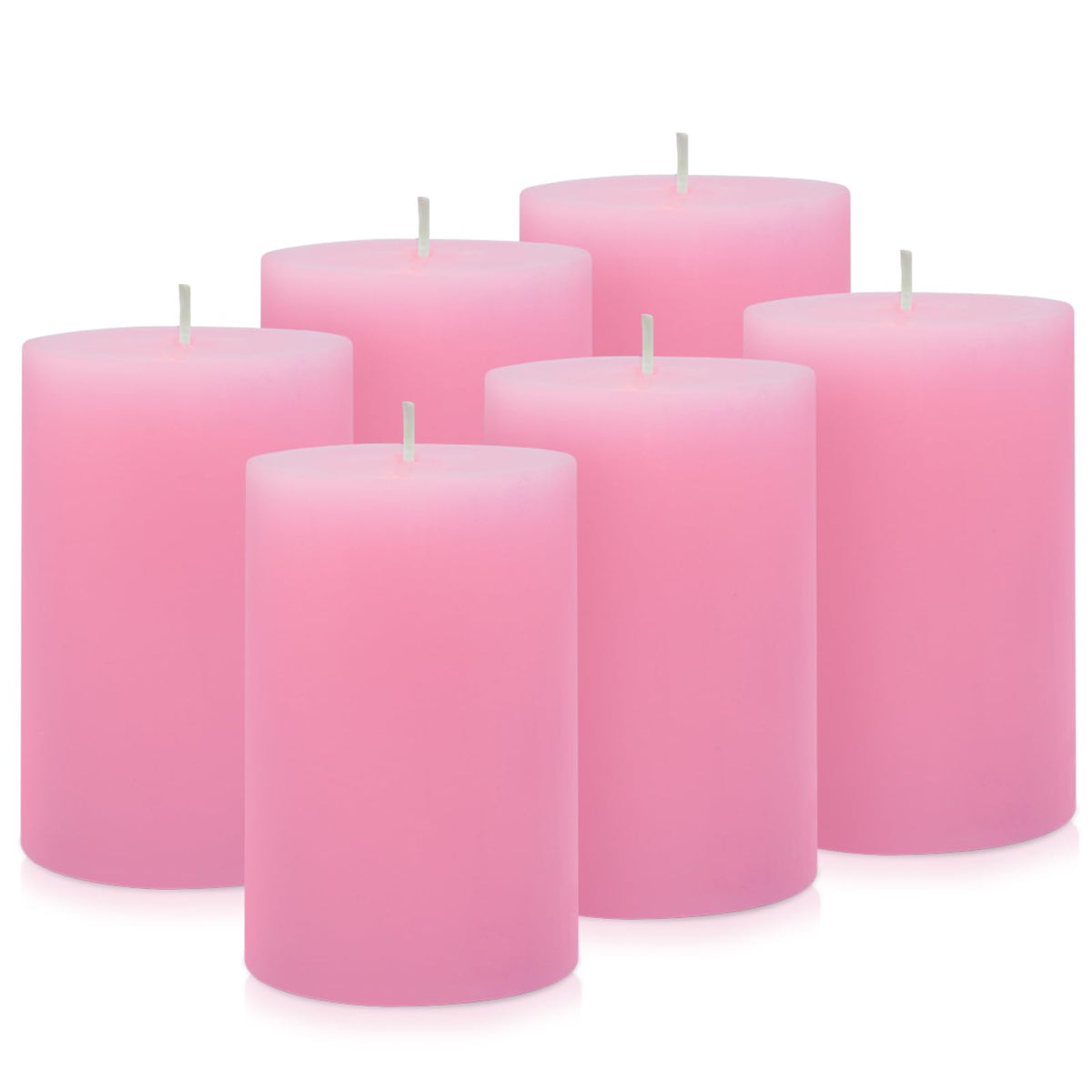 6 Pack 2.75 "x 3.25" Pink Pillar Candle for Home Restaurants Spa Church Weddings, Hand Poured Unscented Smokeless Dripless Column Candle, Emergency, Long-Lasting Candle