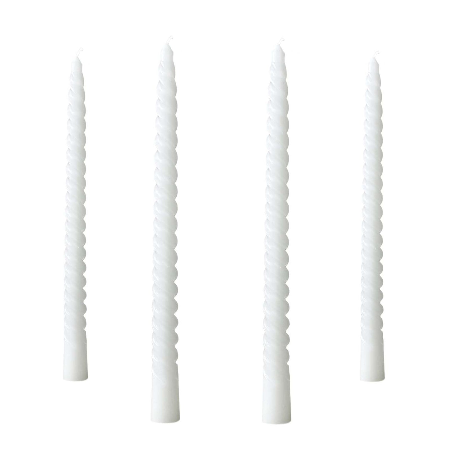 4 Pack 10Inch Spiral Taper Candles for Wedding,Birthday Party,Christmas and Spring Home Decoration, Kitchen Twisted Candlesticks for Dinner Halloween,Thanksgivingg (4, White, 10 in)