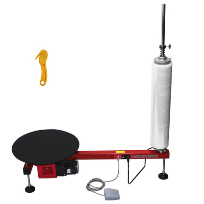 Electric Stretch Film Wrapping Machine,Stretch Film Dispenser Wrap Bench,Heavy Duty Film Wrapper Table Pallet Box Shrink for 12-28in Films,110V 25W