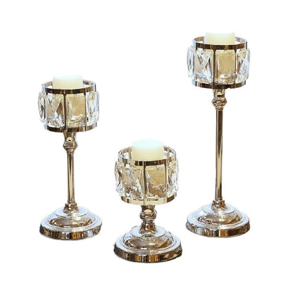 Candlestick Holders 3 Pcs Simple Iron Glass Candlestick Modern Table Decoration Ornaments Candle Holder Candle Holders(Silver)