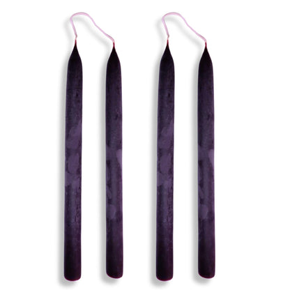 Candlestock Beeswax Taper Candles – Standard 7/8" Diameter, Pure 100% Natural USA Beeswax, Cotton Wick, Dripless, Long-Burning, Handmade in Woodstock, NY- 10 Inches - 2 Pairs (4 Candles) - Plum Purple