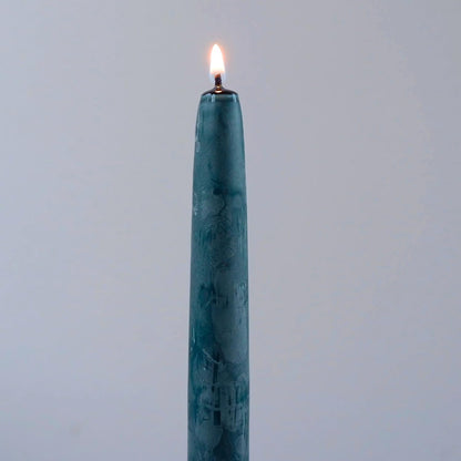 Candlestock Beeswax Taper Candles – Standard 7/8" Diameter, Pure 100% Natural USA Beeswax, Cotton Wick, Dripless, Long-Burning, Handmade in Woodstock, NY- 12 Inches - 1 Pair (2 Candles) - Teal